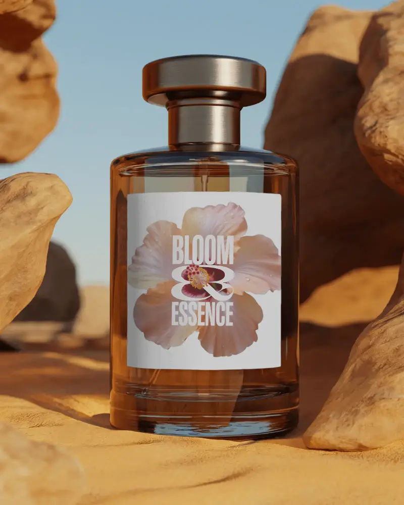 Elegant Blank Label Perfume Bottle Mockup For Fragrance Brand Presentation