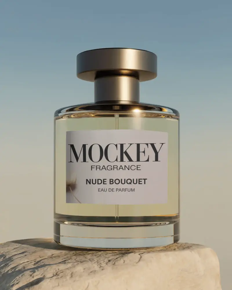 Luxury Perfume Bottle Mockup On Natural Stone Minimalist Fragrance Packaging Design