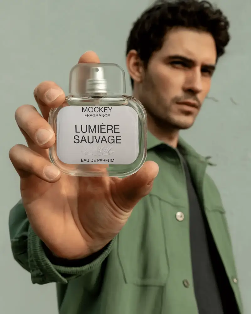 Modern Perfume Bottle Mockup For Mens Fragrance Product And Advertising