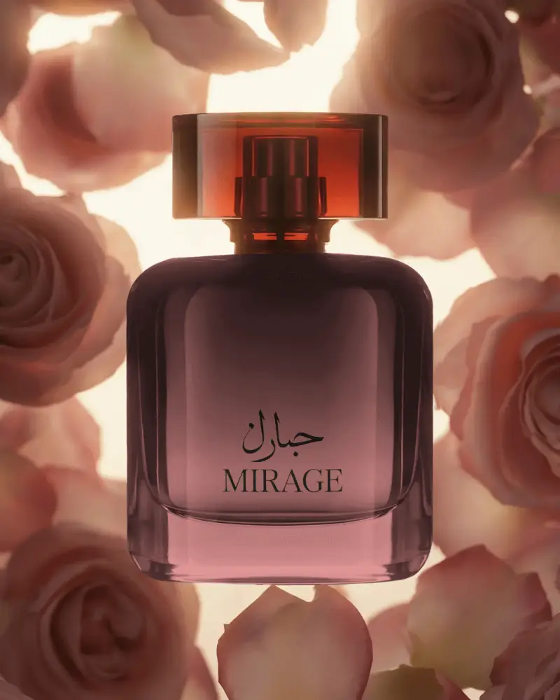 Luxury Fragrance Bottle Mockup On Floral Background For Branding And Packaging Design