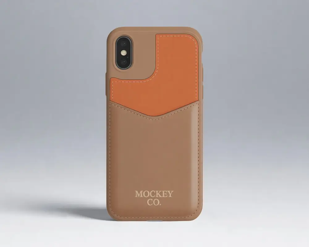 Minimal Phone Cover Mockup Standing Upright With Soft Directional Studio Light And Clean Shadow