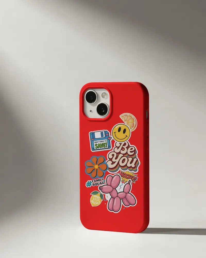 Angled Phone Cover Mockup Standing With Dramatic Light And Crisp Surface Texture