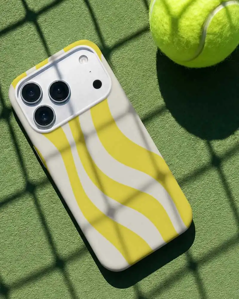 Premium Protective Phone Cover Mockup With Camera Lens Detail And Sports Theme Background
