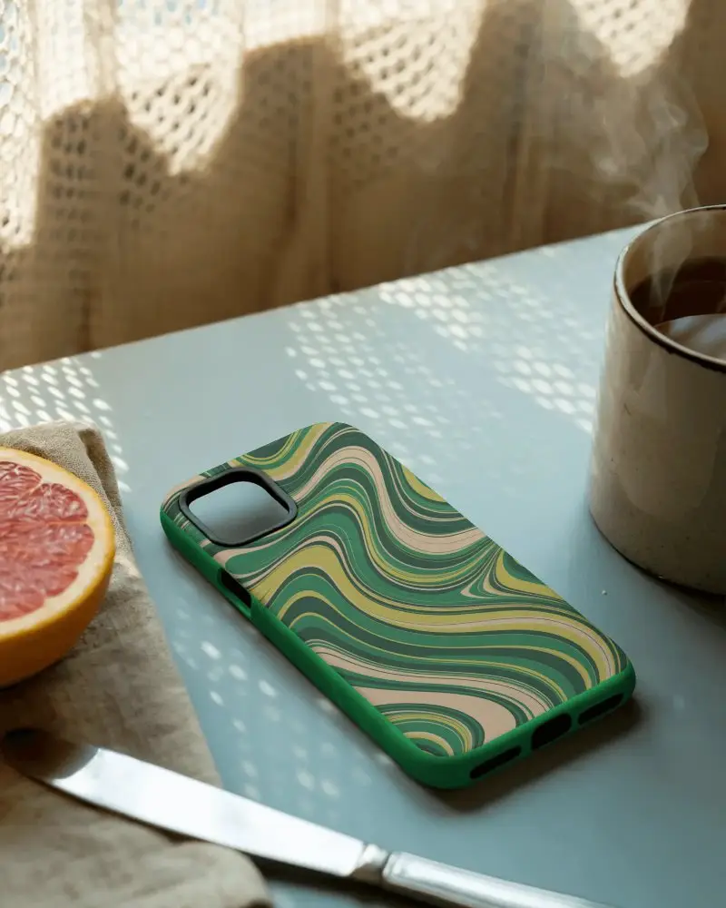 Modern Minimalist Phone Case Mockup Showcasing Sleek Design And Texture Detail Closeup