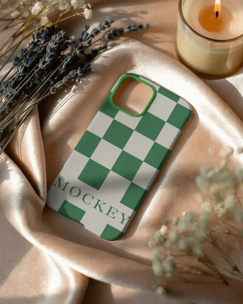  Phone Protector Mockup On Satin Fabric Accompanied By Natural Decorative Items