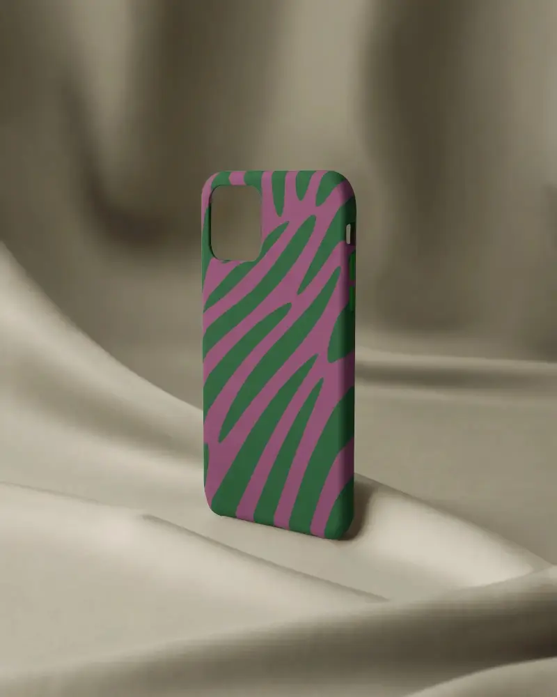 Realistic Phone Cover Mockup On Soft Fabric Background For Stylish Accessory Presentation