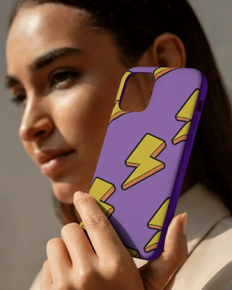 Woman Holding Minimalist Phone Cover Mockup For Modern Accessory Brand Promotion