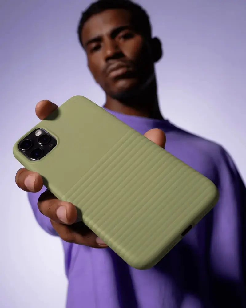 Mobile Cover Prototype Display In Mans Hand Holding For Ecommerce Product Promotion