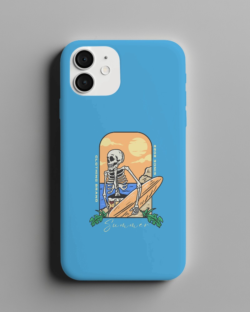 Clean Minimalist Phone Case Mockup White Design Template On Gray Background Soft Lighting 084