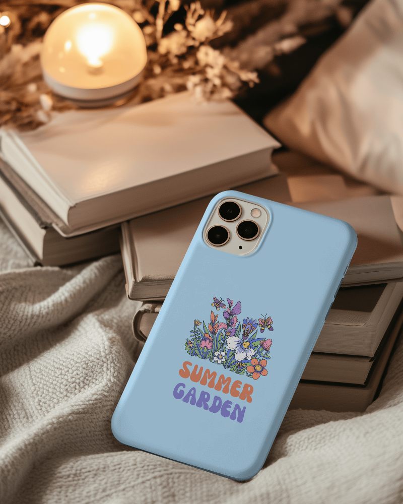 Minimalist White Phone Cover Mockup With Book Textured Cotton Background 091