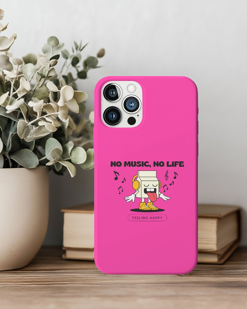 Stylish Phone Case Mockup Potted Plant And Books On Rustic Wooden Surface 069