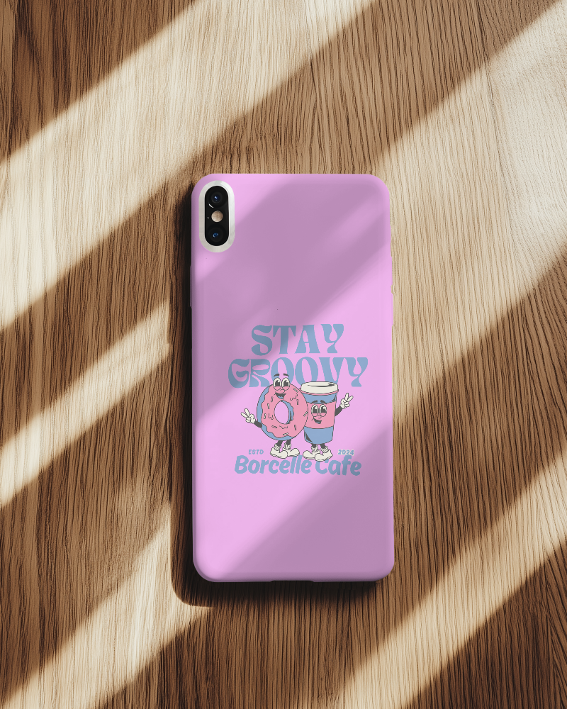 Stylish Iphone Cover Mockup On Wooden Background Focused Design 076