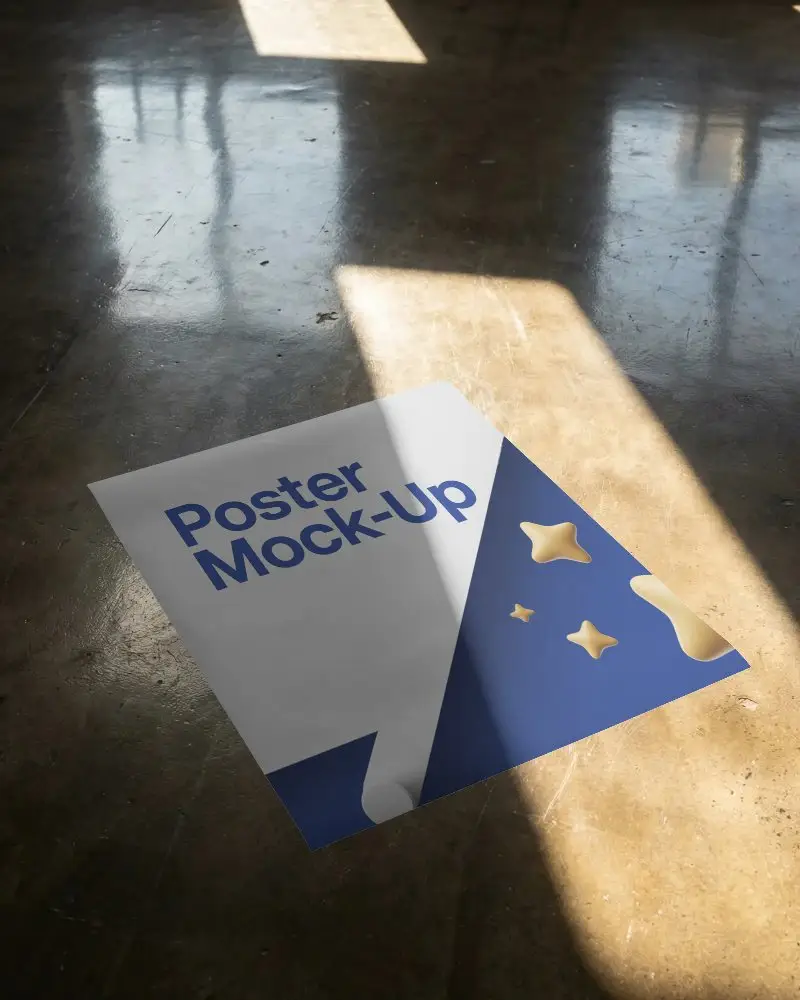 Realistic Floor Shadow Poster Mockup For Creative Presentation And Branding Showcase