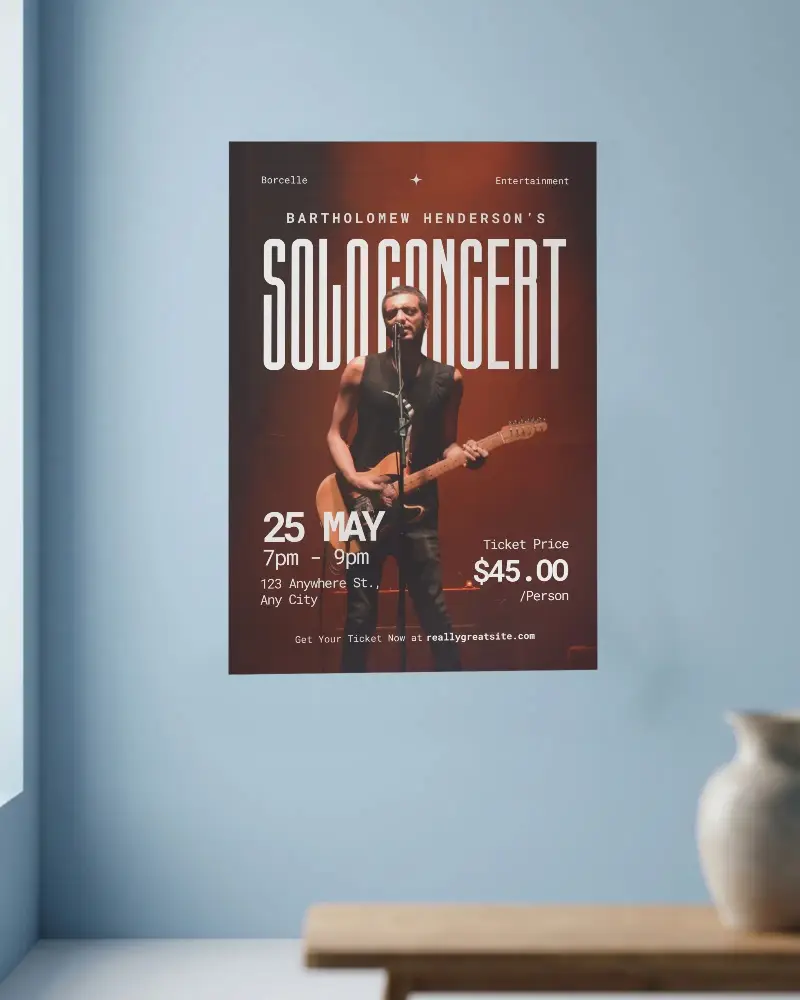 Minimalist Poster Mockup With Natural Light Shadow Effect On Textured Wall Background