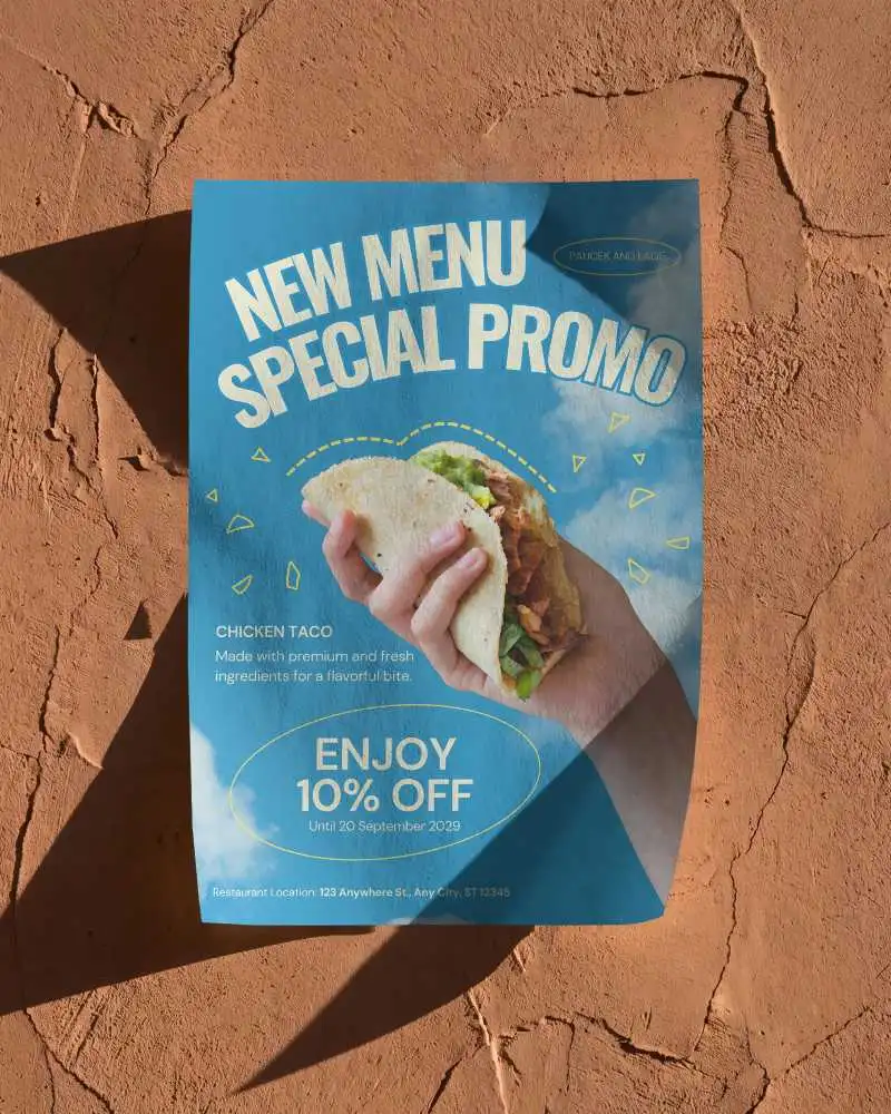 Realistic Textured Poster Mockup On Cracked Wall Background For Design Presentation