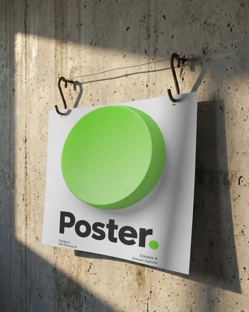 Realistic Horizontal Postersheet Mockup Showing Light And Shadow Details