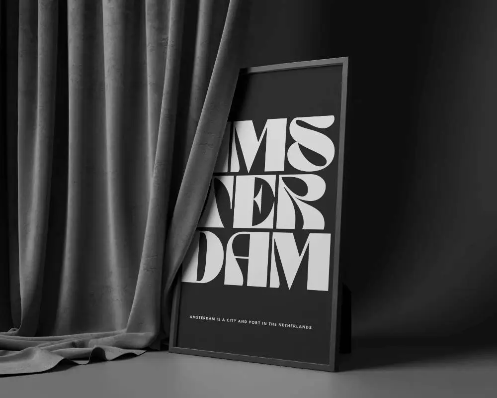 Upright Poster Frame Mockup With Elegant Draped Fabric For Minimalistic Wall Decor Display