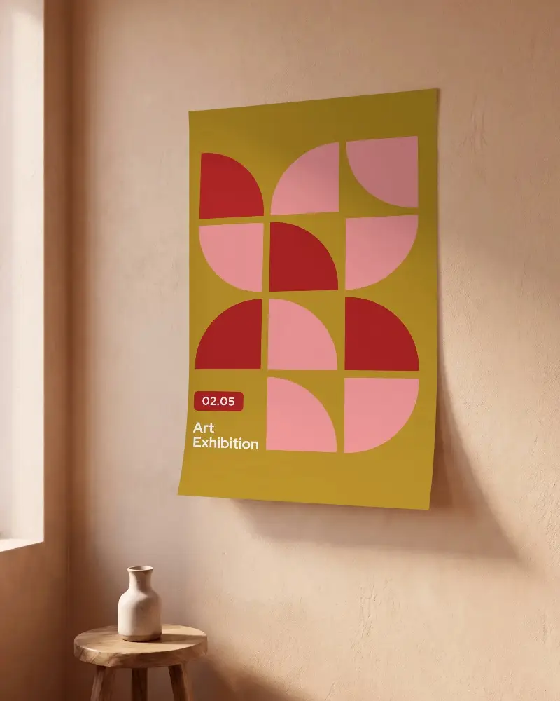 Minimalistic Poster Mockup With Subtle Wall Texture And Natural Light Shadow Play