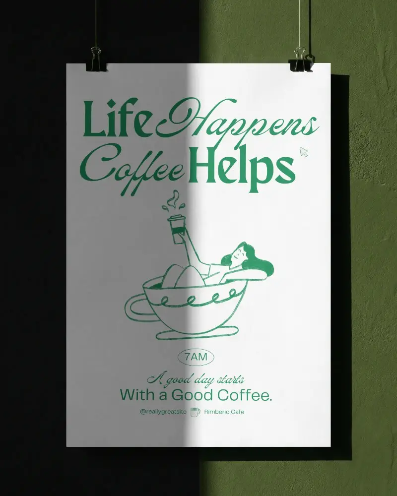 Blank Hanging Poster Mockup With Contrast Shadow Background For Design Display