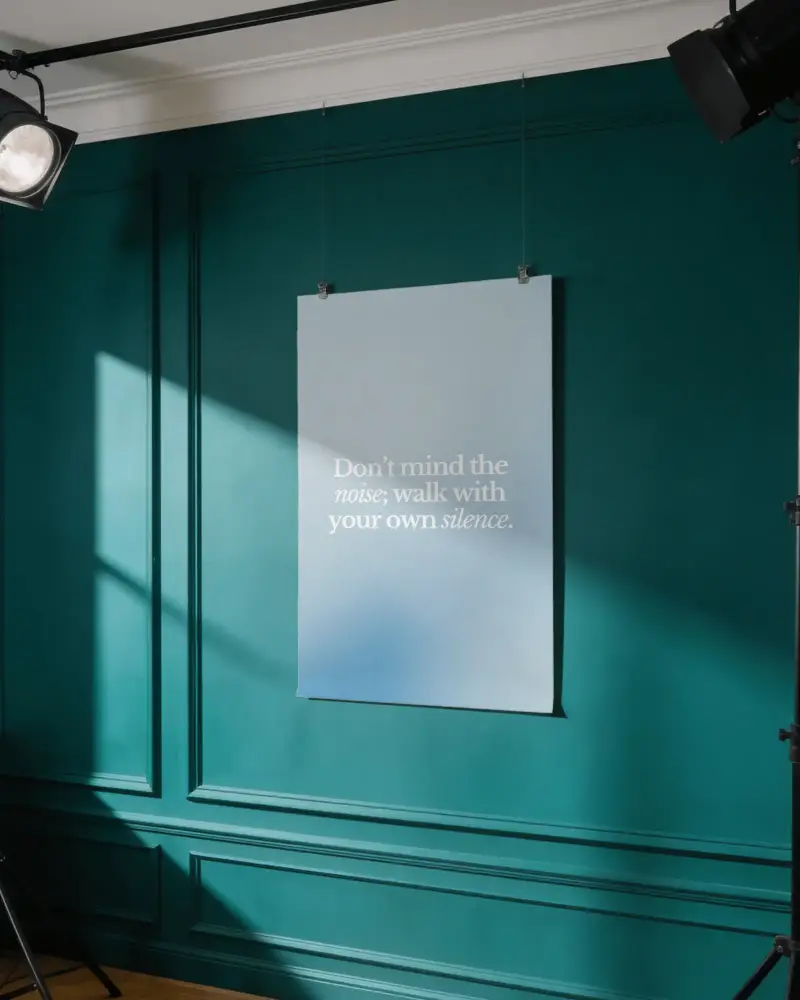 Studio Wall Poster Mockup With Hanging Blank Paper For Creative Presentations And Advertisements