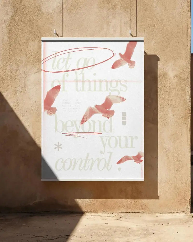 Blank Poster Mockup Hanging On Rough Exterior Wall In Bright Sunlight For Design Use