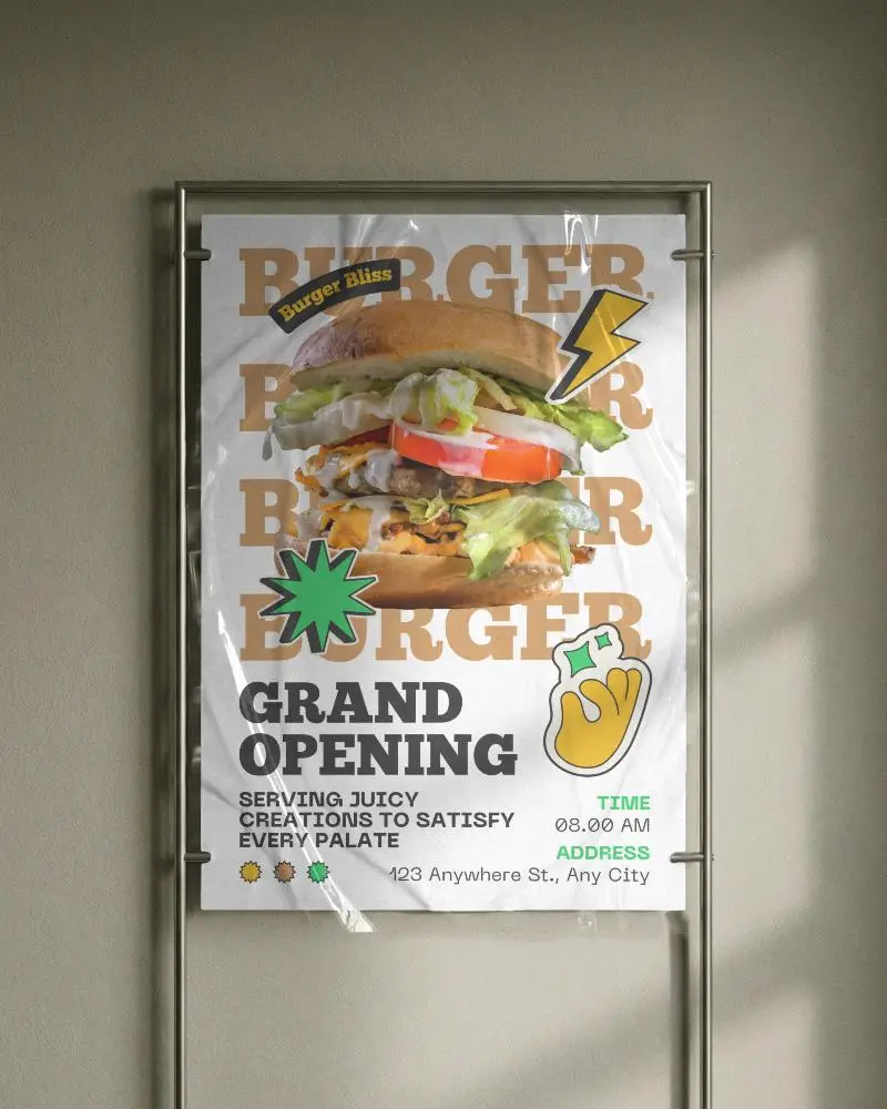 Vertical Poster Mockup With Transparent Glossy Plastic Cover Shiny Surface Realistic