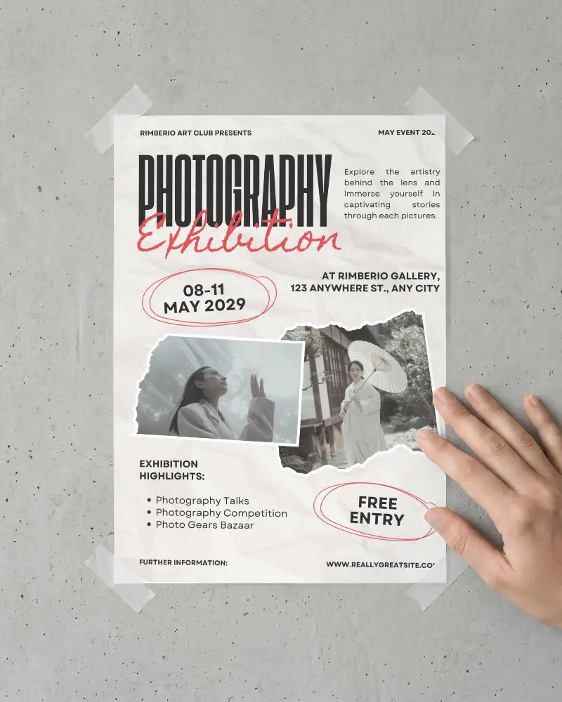 Blank Poster Mockup With Hand On Textured Wall For Creative Design Presentations