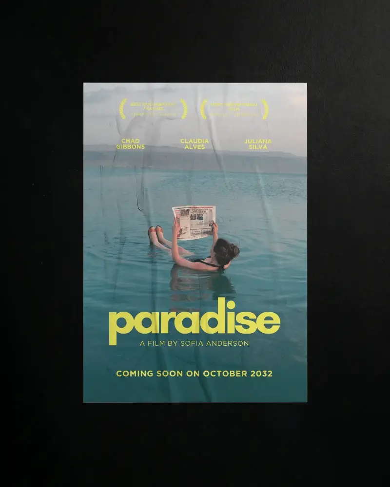 Vertical Poster Mockup With Detailed Wrinkle Texture And Subtle Light Reflections
