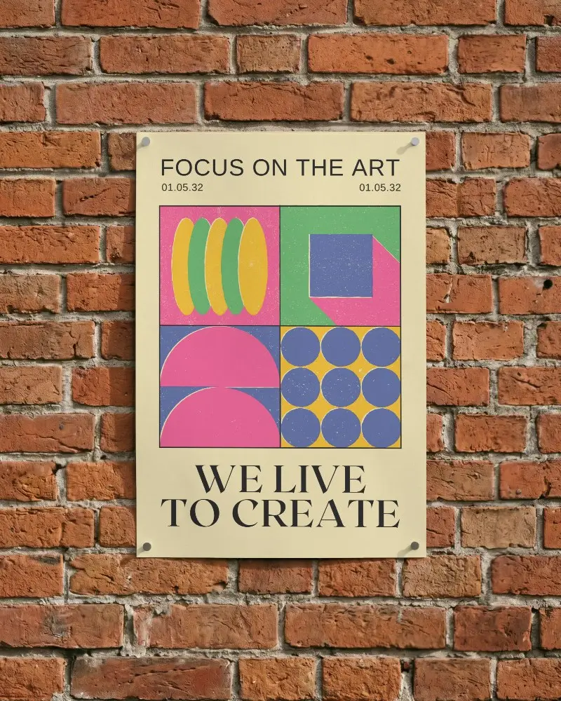 Vertical Poster Mockup On Exposed Brick Background For Design Display Use