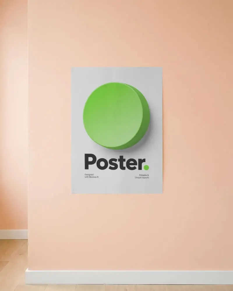 Minimalist Poster Template Mockup On Clean Simple Wall And Floor Space