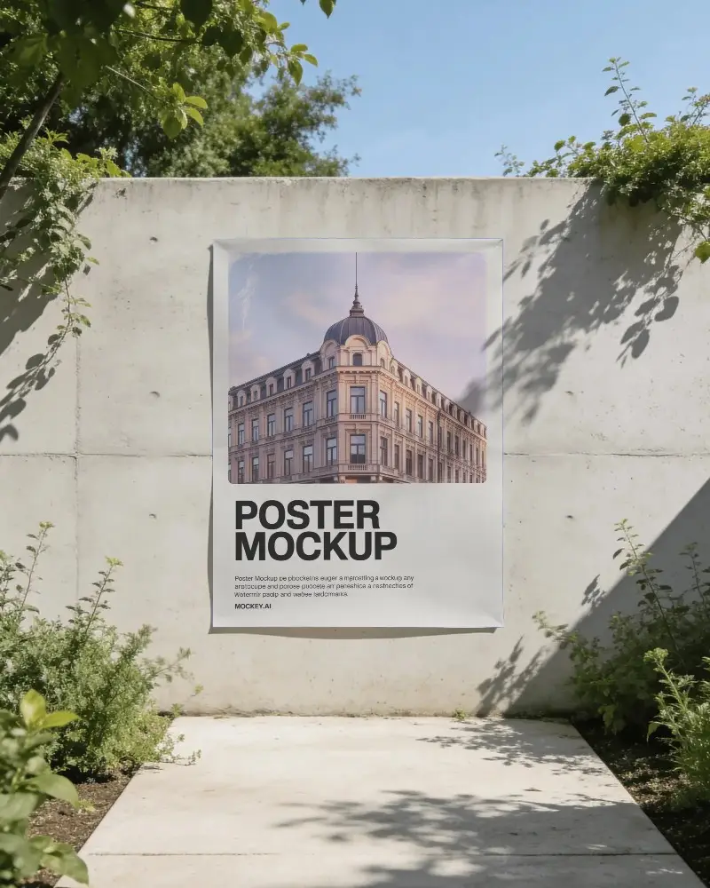 Outdoor Wall Poster Mockup Minimalist Nature Background For Showcasing Designs Or Artwork Display