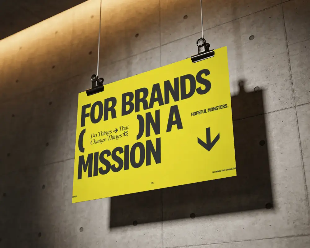 Realistic Horizontal Poster Mockup Hanging By Clips With Shadow On Textured Wall