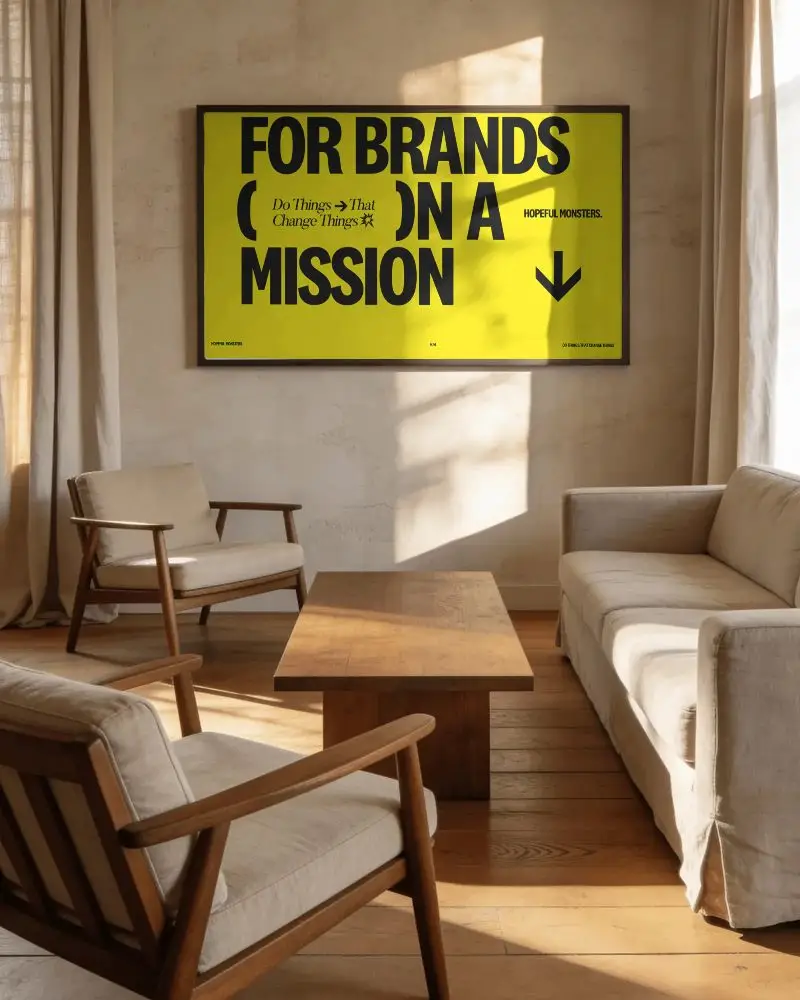 Cozy Living Room Layout With Minimalist Wooden Furniture And Large Poster Mockup Wall