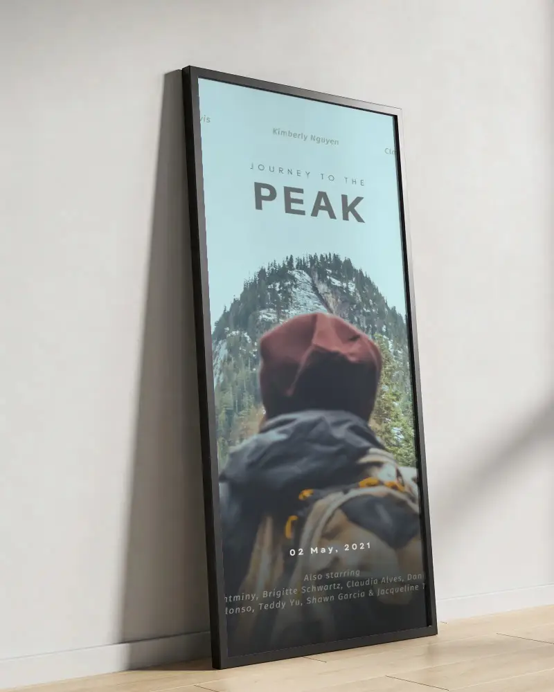 Vertical Leaning Large Frame Poster Mockup Style In Simple Room Scene With Natural Light