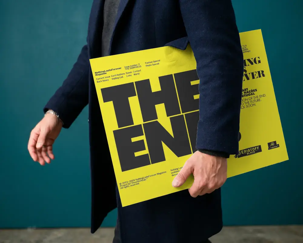 Professional Individual Holding Large Blank Poster Mockup For Creative Presentation