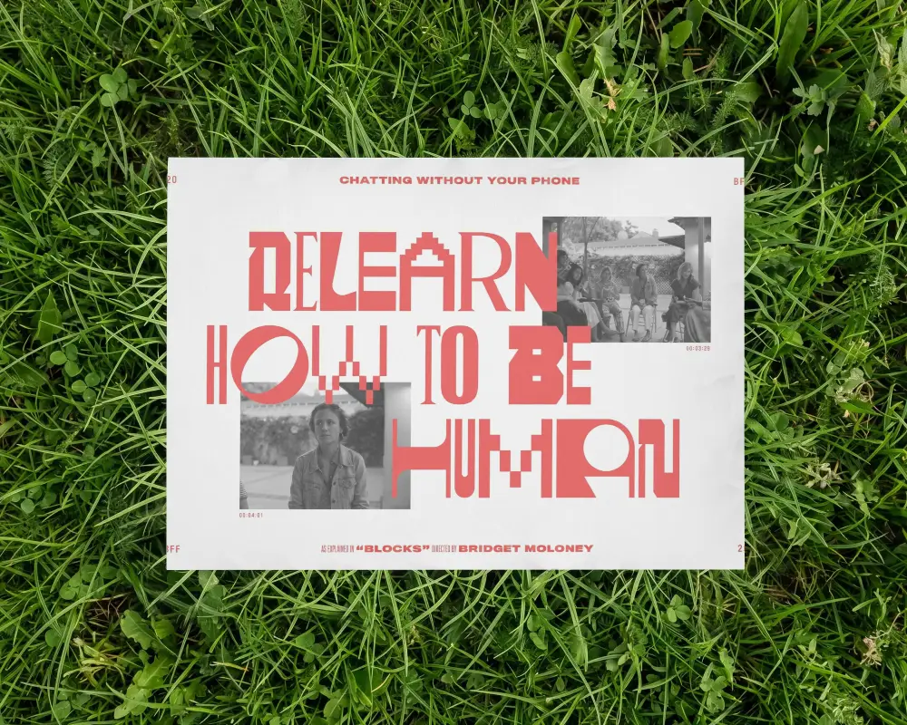 Blank Horizontal Paper Poster Mockup On Natural Grass Background For Design Presentation