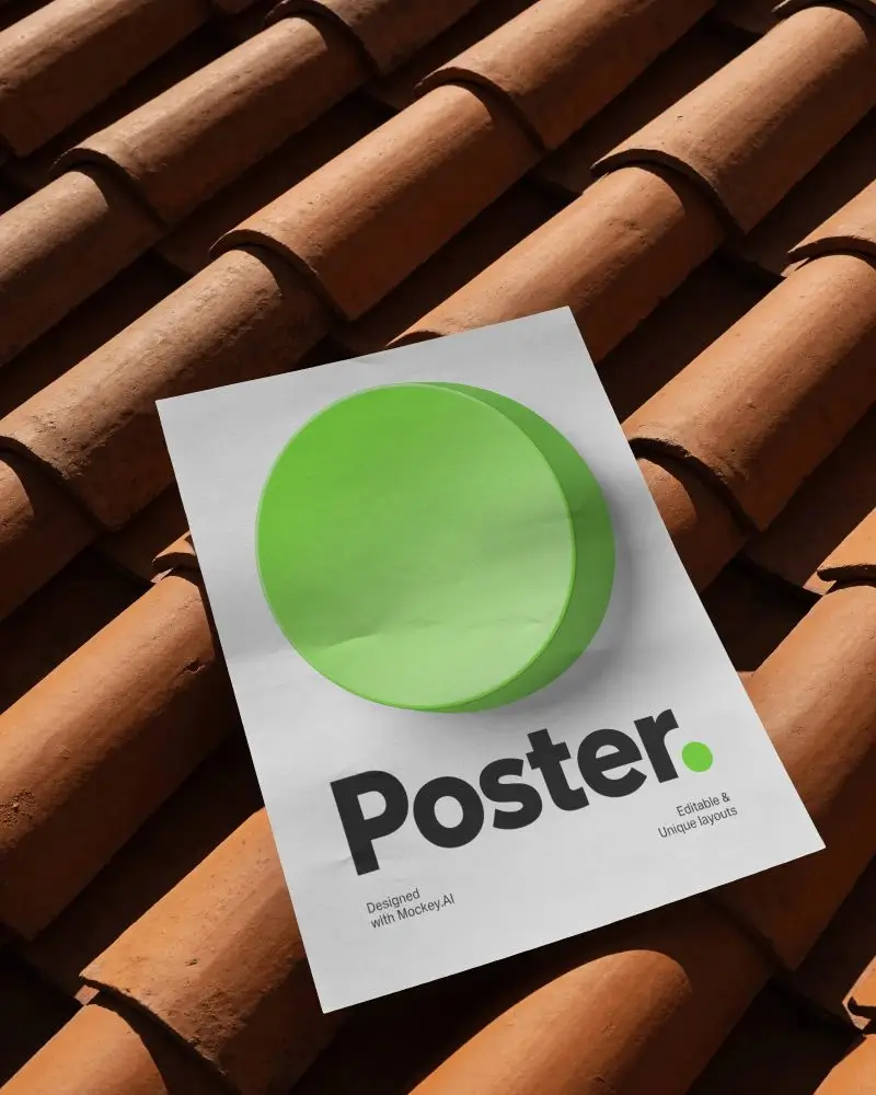 High Resolution Paper Mockup On Textured Clay Roof For Realistic Design Presentation