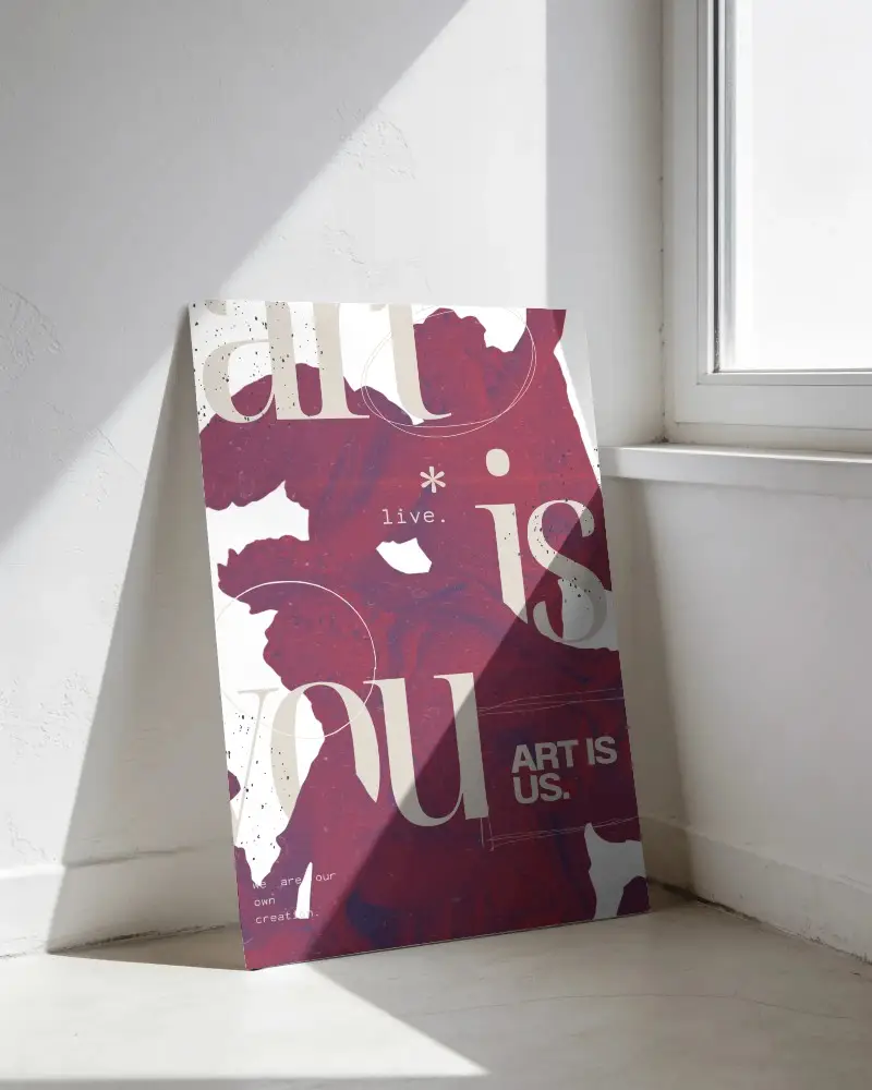 Minimalistic Wall Poster Mockup Leaning Against Wall With Natural Light Shadow Effect
