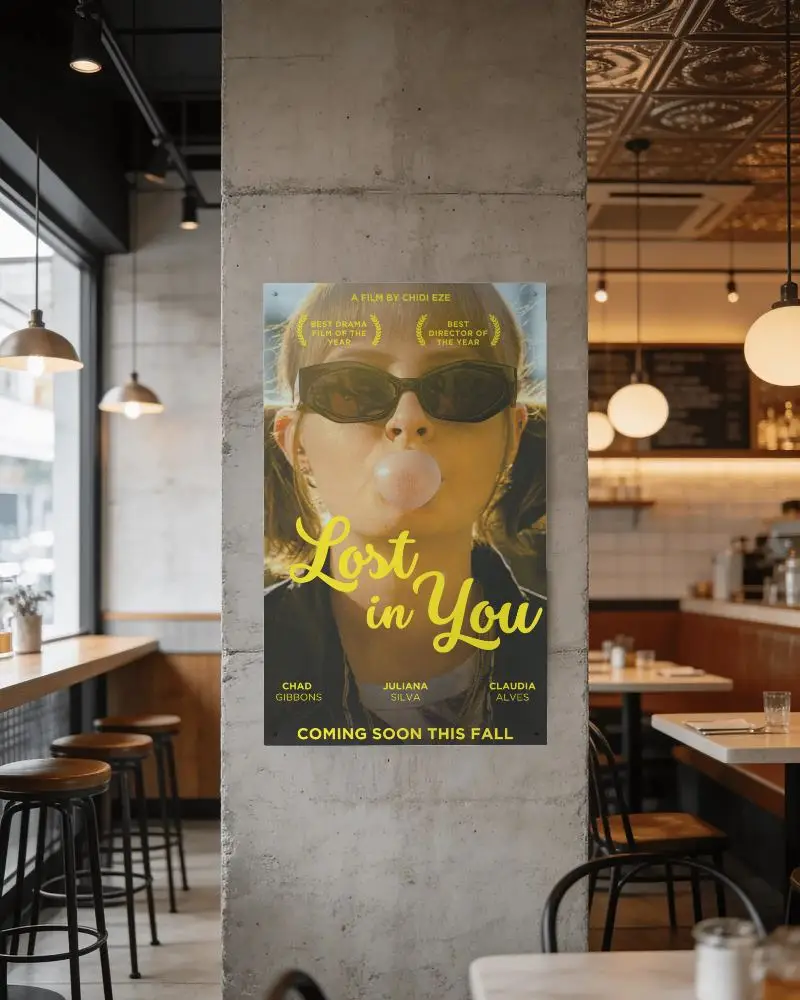 Blank Wall Poster Mockup For Cafe Interior Display Urban Industrial Style Creative Promotion