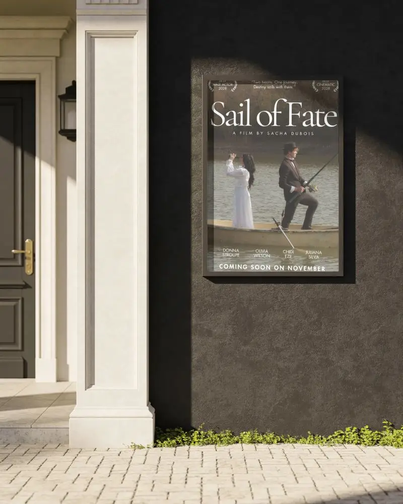 Modern Outdoor Poster Mockup With Realistic Shadow Effects On Textured Wall Surface
