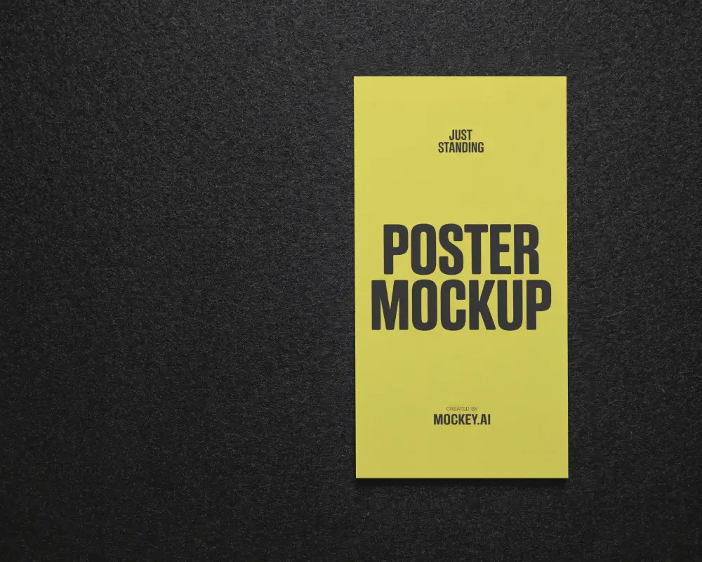 Vertical Paper Poster Mockup Centered On Rough Background For Branding Samples