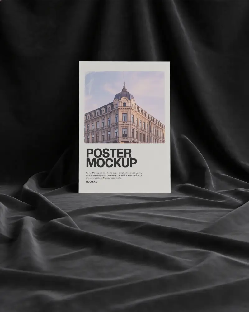 Vertical Poster Mockup With Draped Cloth Studio Setting For Design Showcase And Portfolio Use