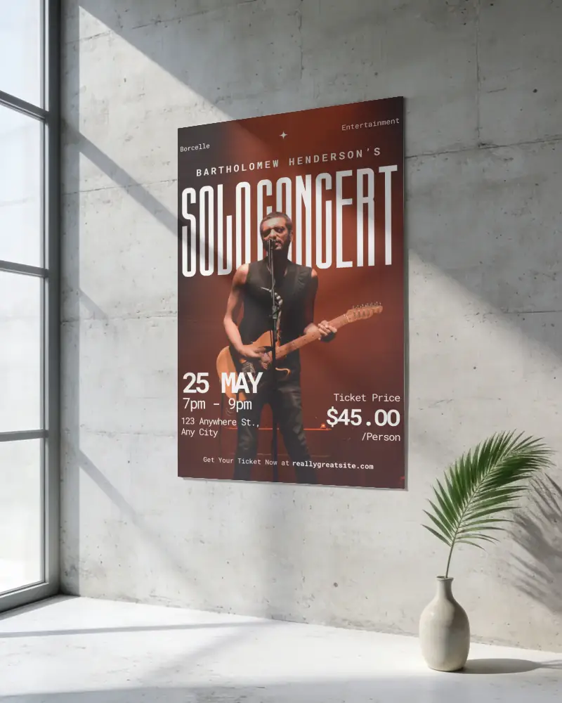 Vertical Poster Mockup With Natural Light Shadow And Simple Vase With Leaf Decoration