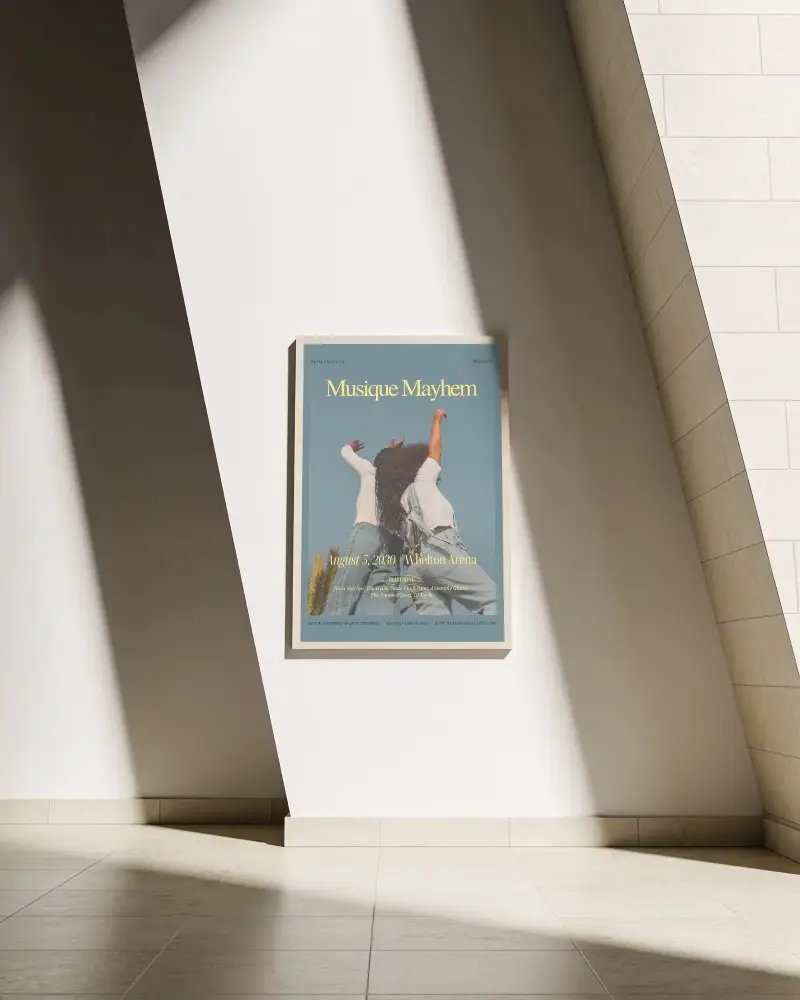 Modern Minimalist Poster Mockup With Natural Light And Shadows For Artwork Display