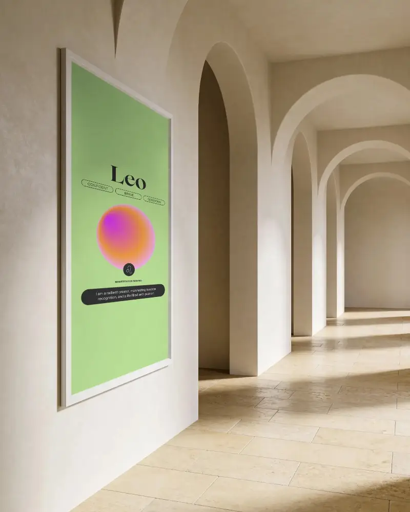 Minimalistic Vertical Poster Mockup In Arched Hallway For Modern Interior Design Showcase