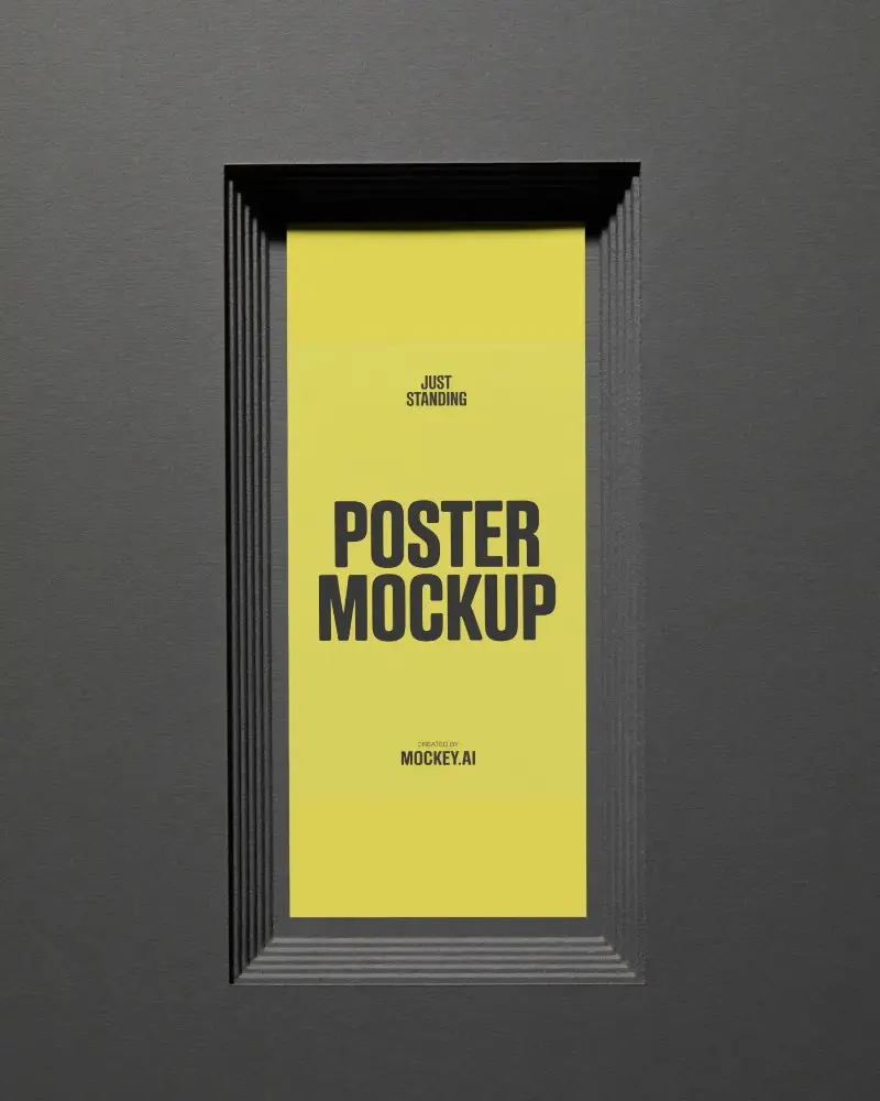 Minimalistic Vertical Poster Mockup With Layered Frame And Natural Light Shadow Effects