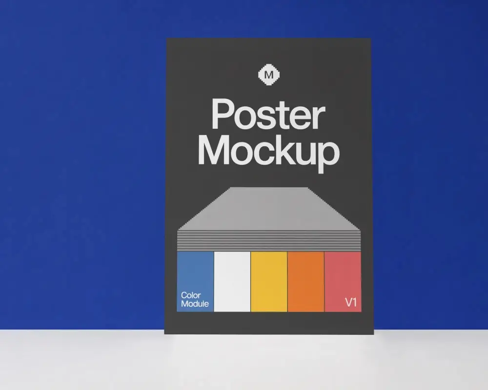 Vertical Poster Mockup Displayed On Clean Surface With Simple Backdrop