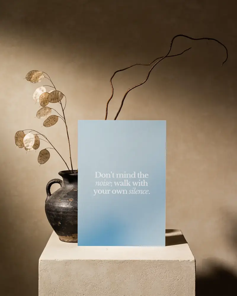 Elegant Poster Mockup With Ancient Style Vase And Natural Plant Elements Minimal