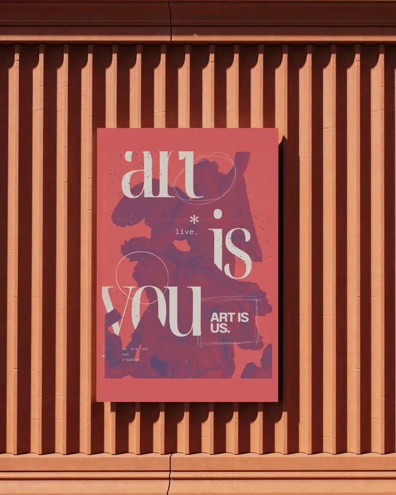 Modern Architectural Poster Mockup On Exterior Structured Wall For Creative Display