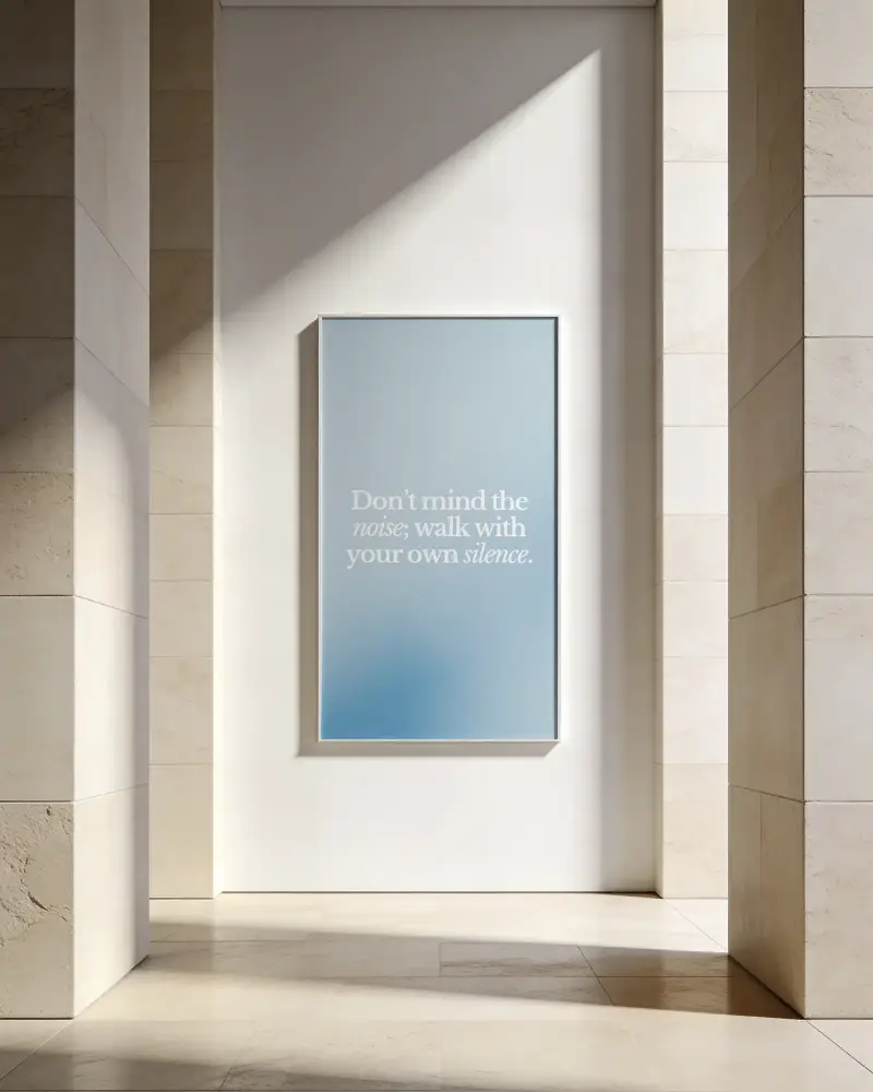 Modern Minimalist Poster Mockup In Architectural Gallery Space With Natural Lighting